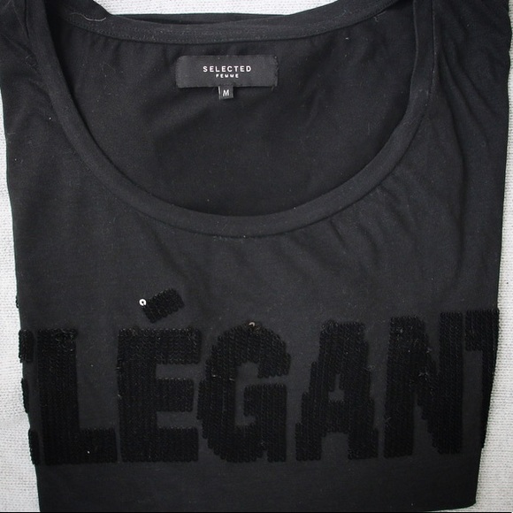 Black elegant top with subtle sequins - Picture 3 of 3